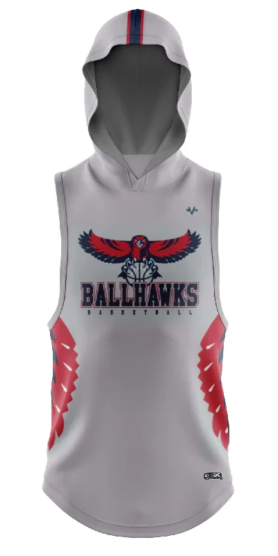 Hoodies with Personalized Prints for Special Gifts-DAVINCI BALLHAWKS BASKETBALL Sublimated Sleeveless Compression Hoodie