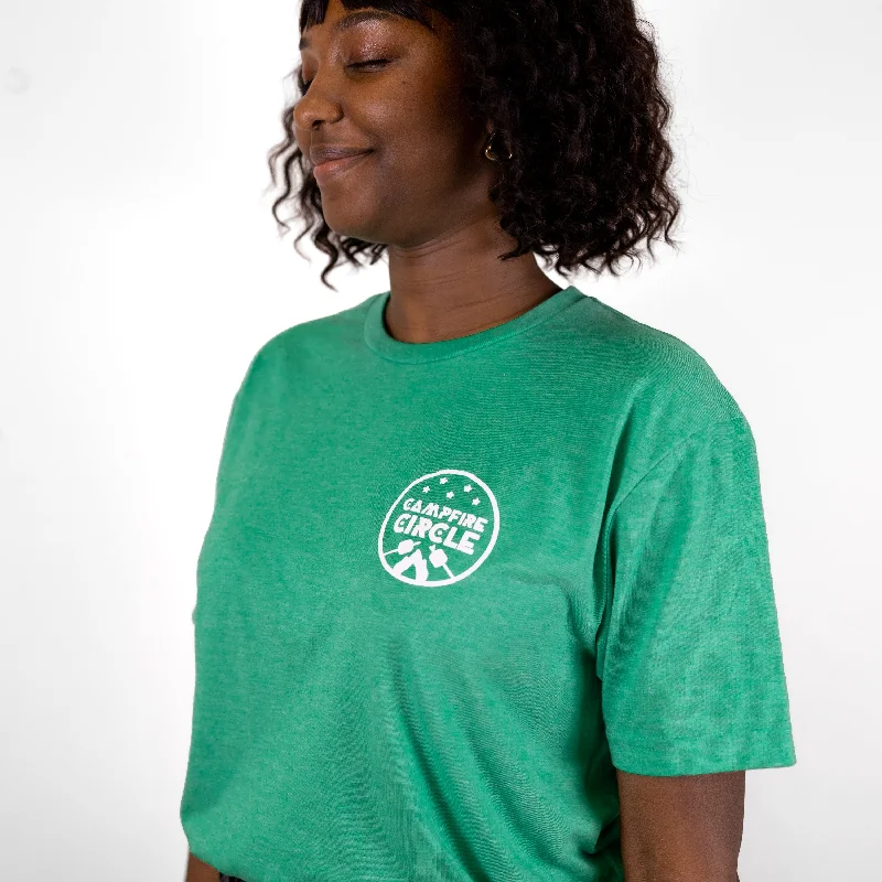 T-Shirt with Fun Illustrations for Creative Style-S’mores Crest Heather Green T-Shirt