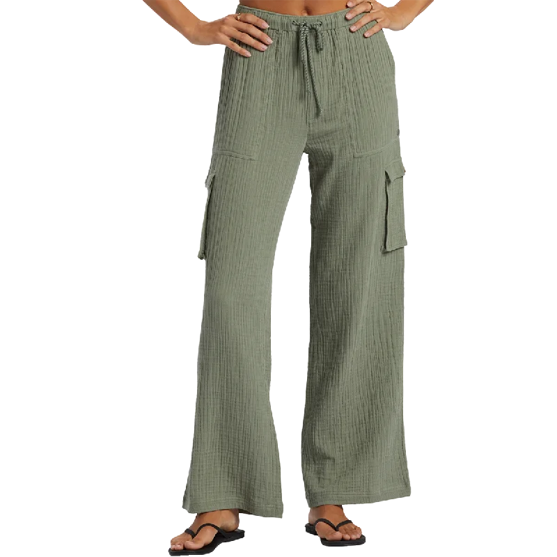 Elegant Silk Pants for Special Occasions-Women's Precious Cargo Beach Solid Pants