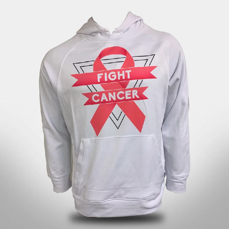 Custom Hoodie for Sports Teams-FIGHT CANCER FDS Breast Cancer Awareness Hoodie White