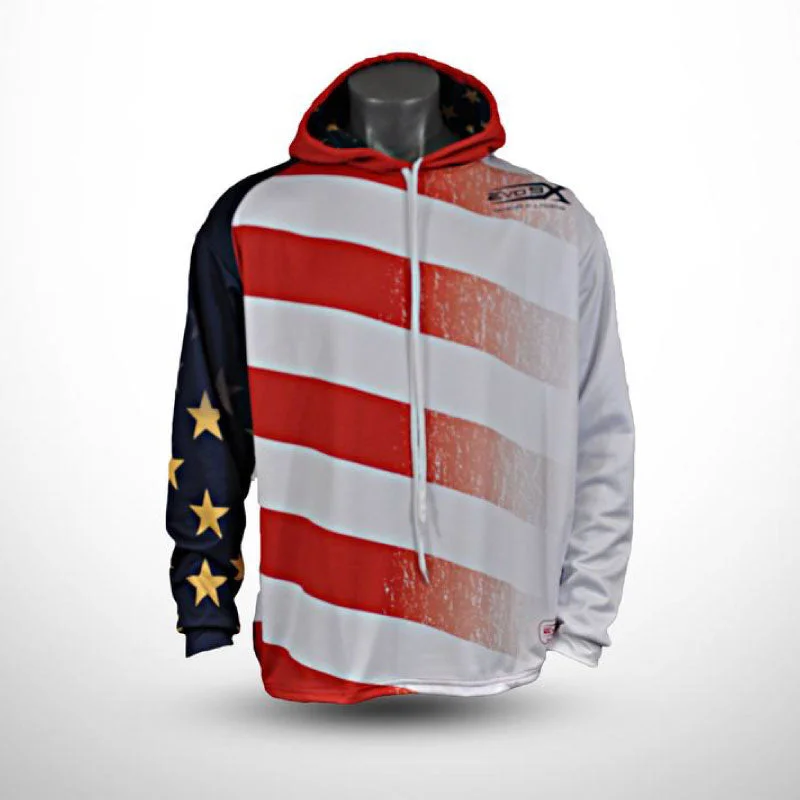 Custom Hoodies for Promotional Events-Evo9x STARS & STRIPES Full Dye Sublimated Draw String Hoodie