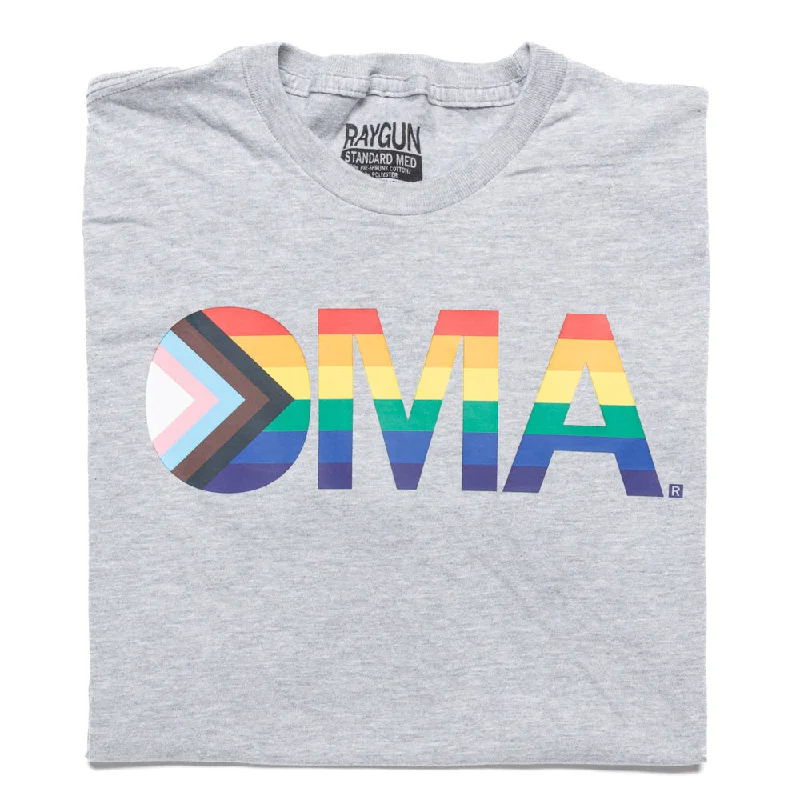 All-Over Print T-Shirt for Unique Fashion-OMA Text Progress Pride Flag