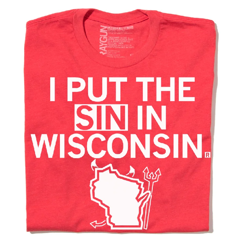 Casual T-Shirt with Statement Graphics for Bold Style-Sin In Wisconsin