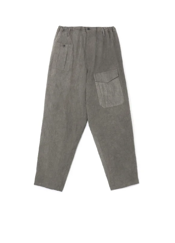 Cargo Pants for Men for Outdoor Adventures-COTTON LINEN SULFIDED OZONE WORK PANTS WITH STRING