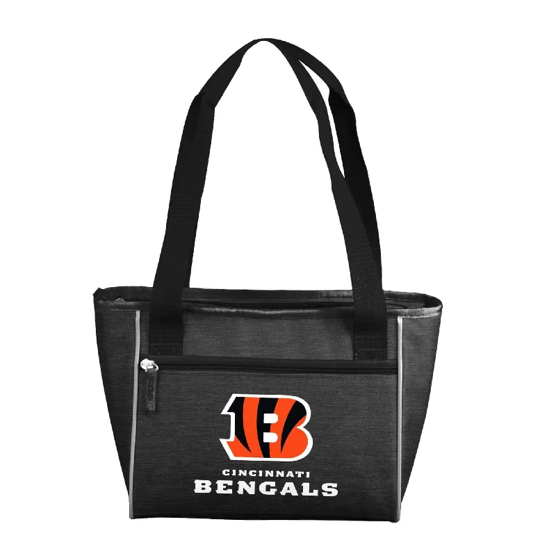 Custom Caps for Fan Support at Sports Games-Cincinnati Bengals Crosshatch 16 Can Cooler Tote