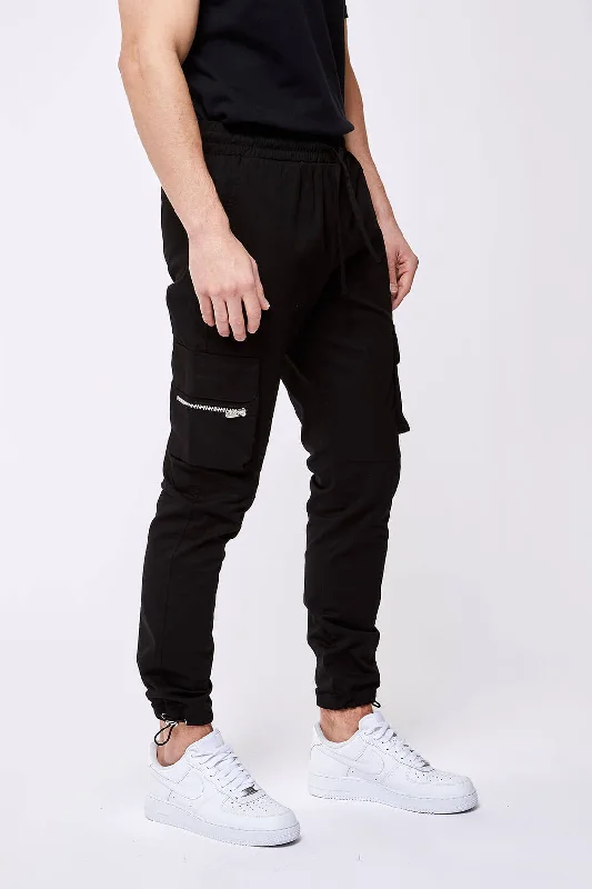 Casual Sweatpants for Lounge Days-UTILITY CARGO PANTS - BLACK