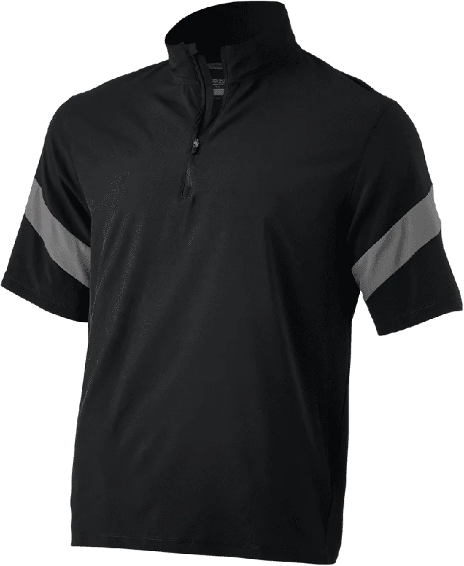 Varsity Jackets for School and Team Spirit-Mizuno Short Sleeve Hitting Jacket - Black Shade