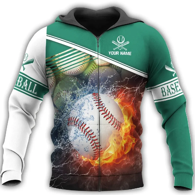 Custom Hoodie Sweatshirts for Groups-Customized 3D All Over Printed Baseball Shirt Fire Ball Pattern, Baseball Hoodie, To My Son Baseball Player