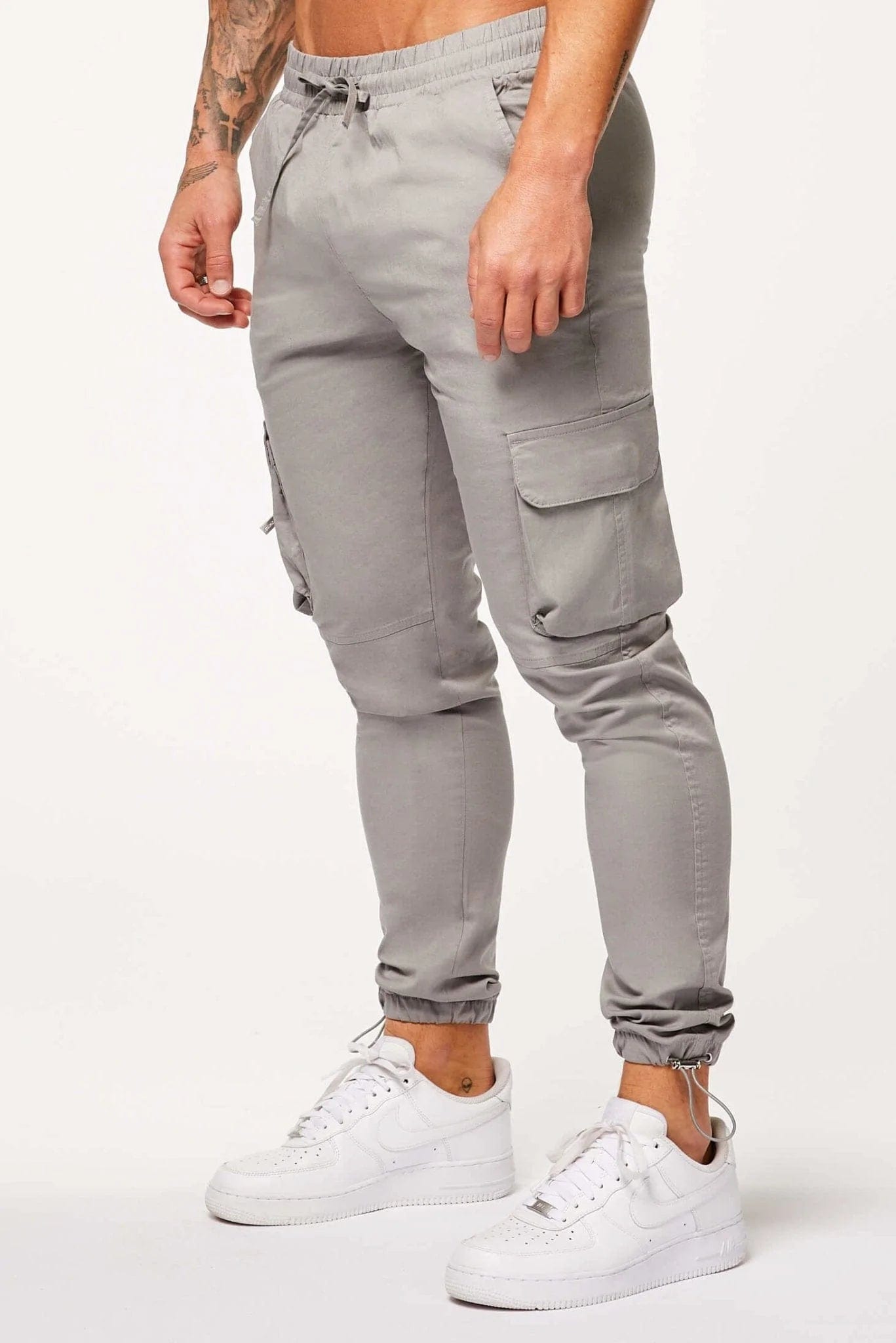 Relaxed Lounge Pants for Comfort at Home-UTILITY CARGO PANTS - LIGHT GREY