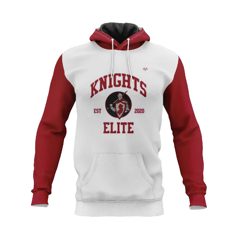 Hoodies with Inspirational Quotes for Motivation-KNIGHTS ELITE Football Sublimated Hoodie Black White/Red