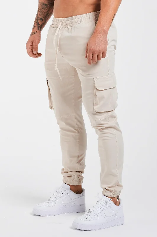 Classic Blue Jeans for All Occasions-UTILITY CARGO PANTS - CREAM