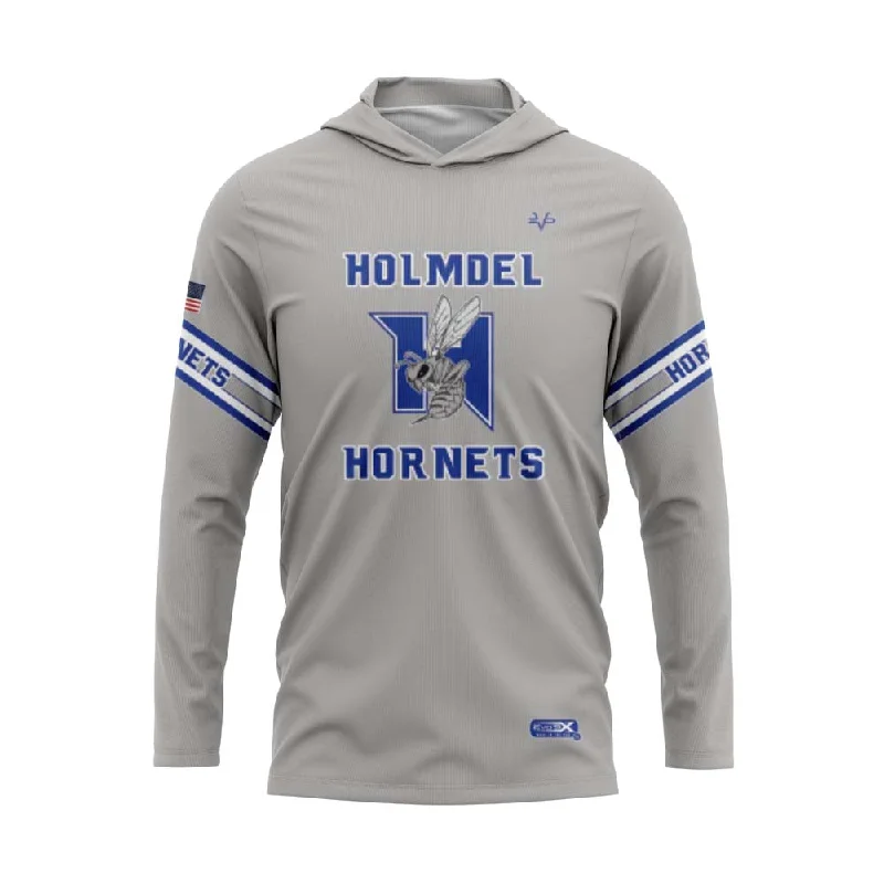 Lightweight Hoodies for Spring and Fall-HOLMDEL HORNETS Grey Sublimated Lightweight Hoodie