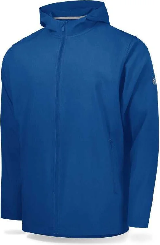 Active Jackets for Gym and Fitness Enthusiasts-Richardson PTS4005T Adult PTS Baseball Barrage Wind Shirt Long Sleeve Full Zip With Scuba Hood (Batting Jacket) - Royal