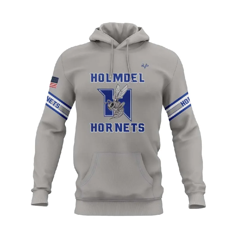 Comfortable Hoodies for Lounge Wear-HOLMDEL HORNETS Grey Sublimated Hoodie