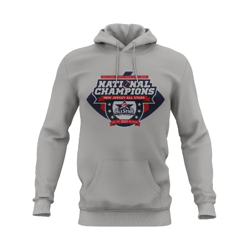 Lightweight Hoodies for Layering Under Jackets-NJAYF All Stars National Champions 14U Hoodie - Grey