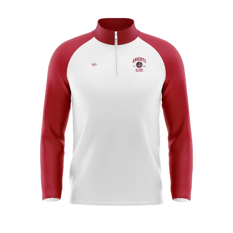 Custom Jackets for Sports Teams-KNIGHTS ELITE Football Sublimated Quarter Zip Jacket White