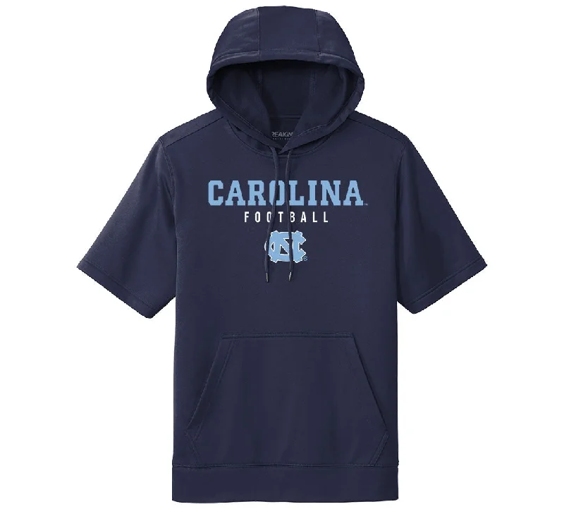 Performance Hoodies for Outdoor Sports-Carolina Football Navy Hoodie with Cut Sleeves Bill Belichick Style