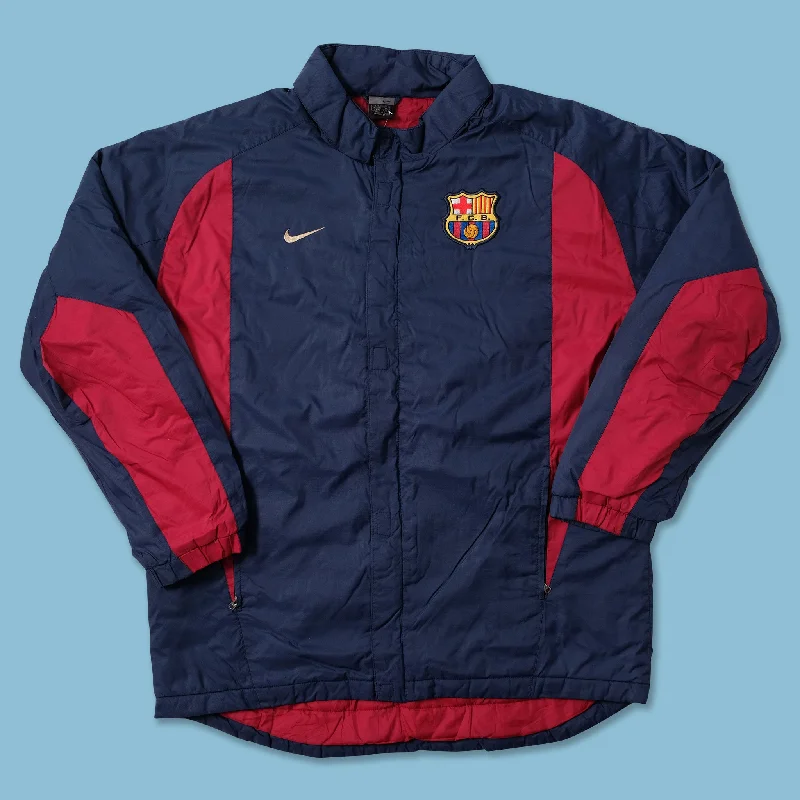 Stretch Jackets for Comfortable Active Wear-Vintage Nike FC Barcelona Padded Jacket XLarge