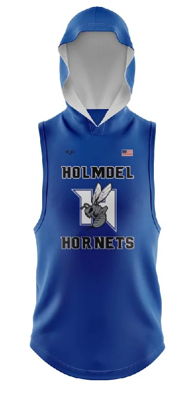 Warm Hoodies for Hiking and Outdoor Activities-HOLMDEL HORNETS Blue Lightweight Sleeveless Hoodie