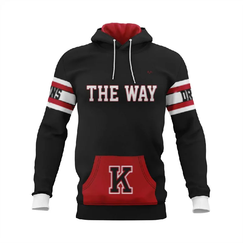 Casual Hoodies for Relaxed Style-KINGSWAY FOOTBALL Sublimated Hoodie (Black/Red)