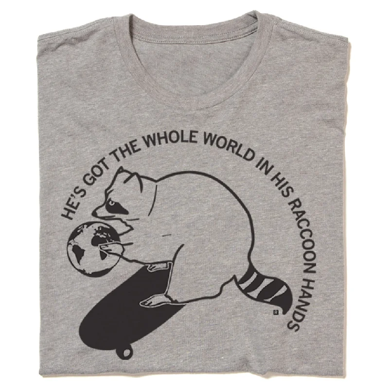 V-Neck T-Shirt for Stylish Casual Wear-World In His Raccoon Hands