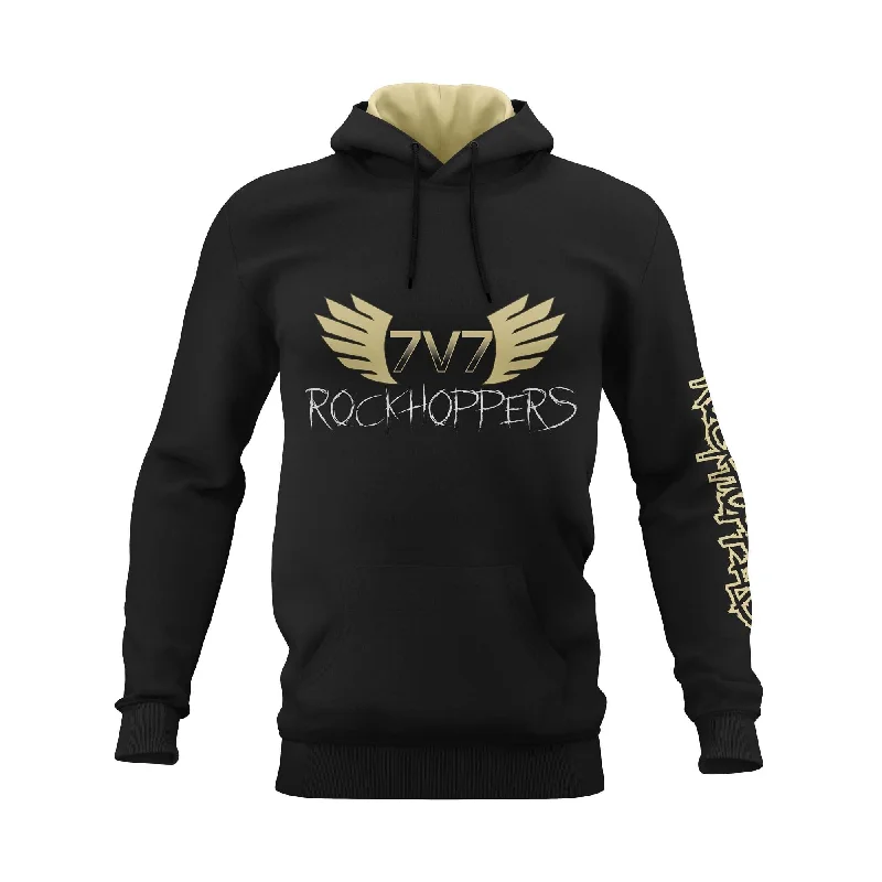 Performance Hoodies for Running and Training-ROCKHOPPERS 7V7 HOODIE BLACK/VEGAS