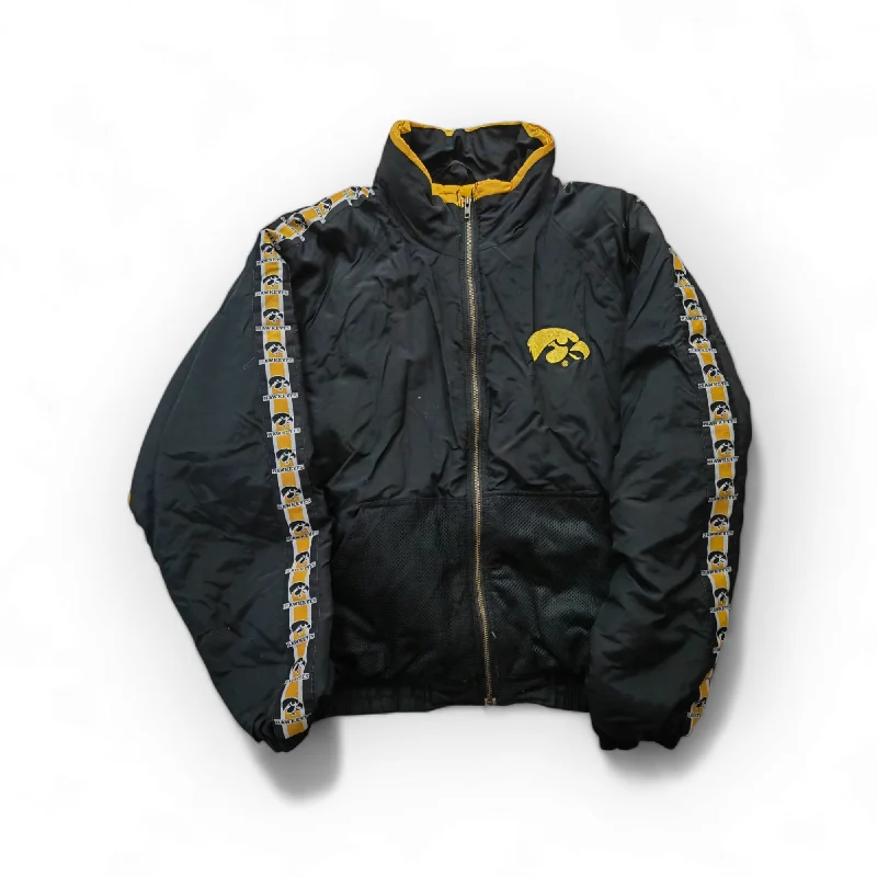 Stretch Jackets for Comfortable Active Wear-Turbo Zone Vintage Iowa Hawkeyes NCAA Full Zip Jacket, Black, Size XL