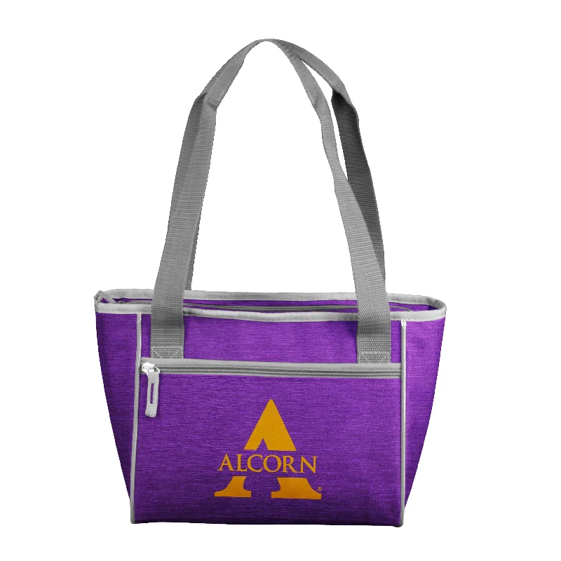 Custom Baseball Hats for Teams-Alcorn State Crosshatch 16 Can Cooler Tote