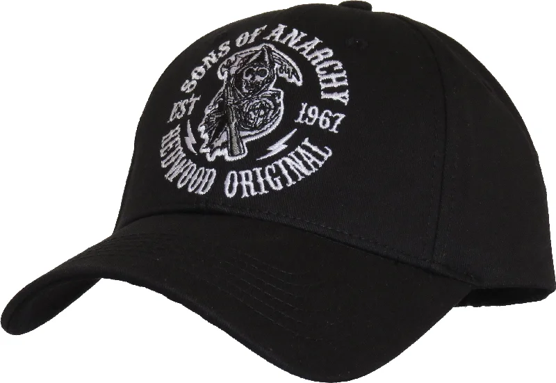 Comfortable Summer Hats for Day Trips-Sons Of Anarchy Redwood Black Baseball Cap