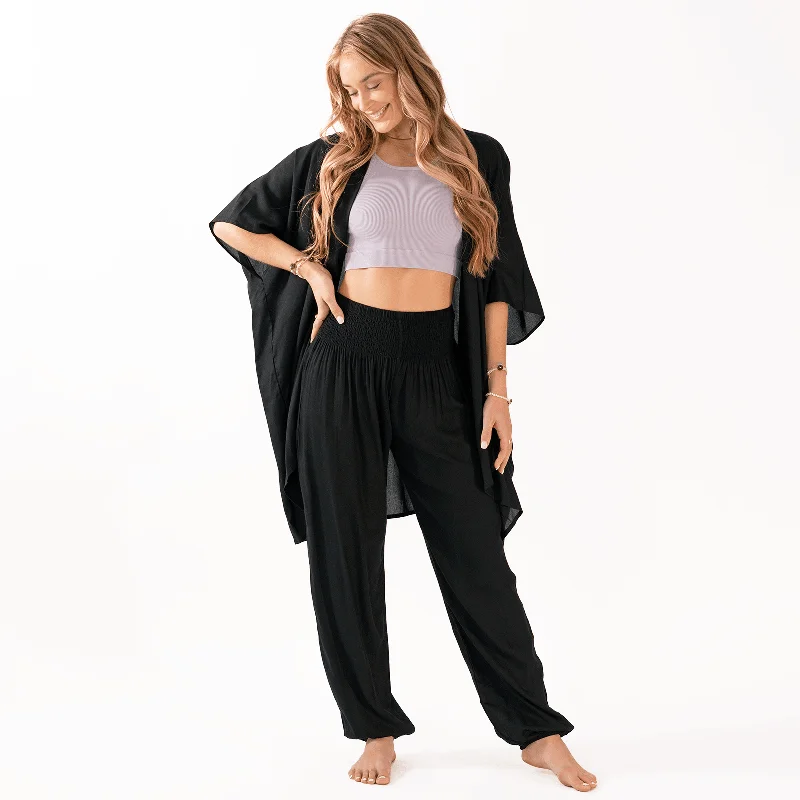 Stylish Skater Pants for Street Fashion-Black Harem Pants Lounge Set