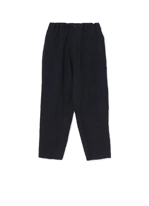 Waterproof Pants for Rainy Days-RAYON STRIPE PANTS WITH SIDE TUCK