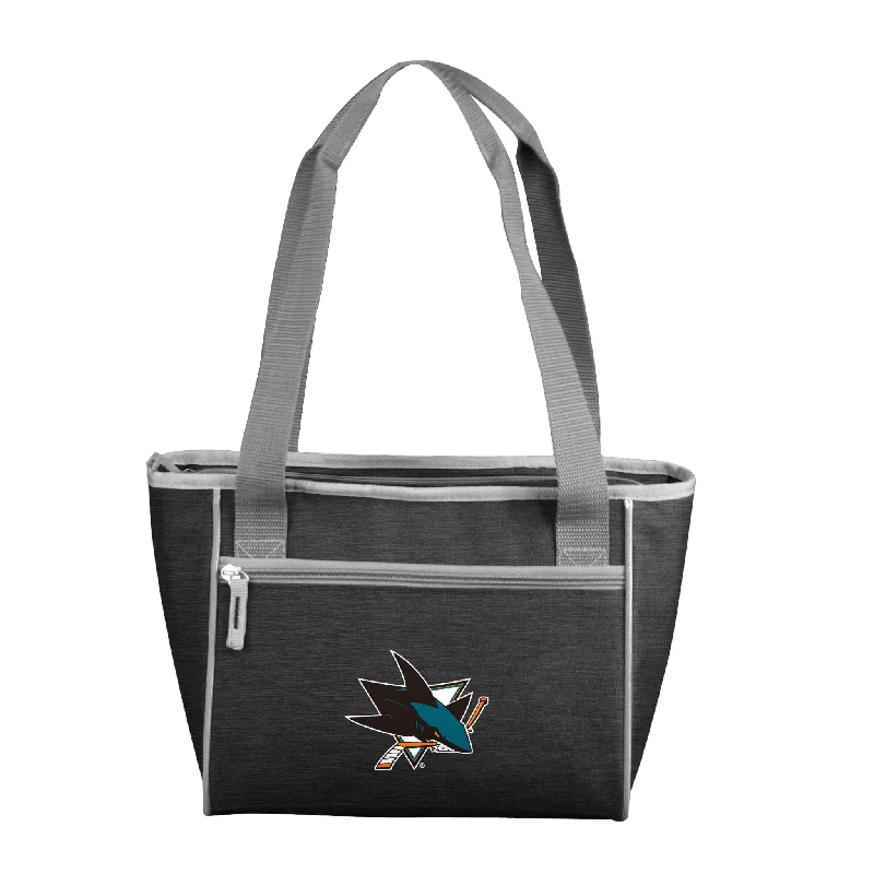 Soft Knit Beanies for Everyday Comfort-San Jose Sharks Crosshatch 16 Can Cooler Tote