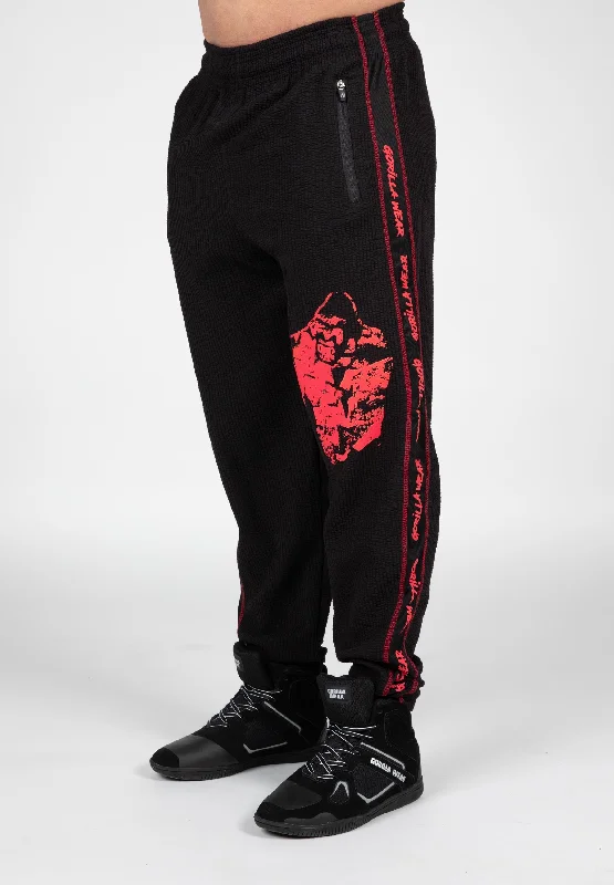 Custom Embroidered Denim Pants for Personalized Style-Buffalo Old School Pants - Black/Red