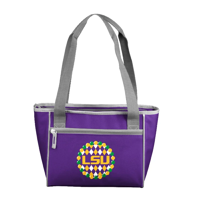 Elegant Fascinator Hats for Special Events-LSU Mardi Gras Crosshatch 16 Can Cooler Tote