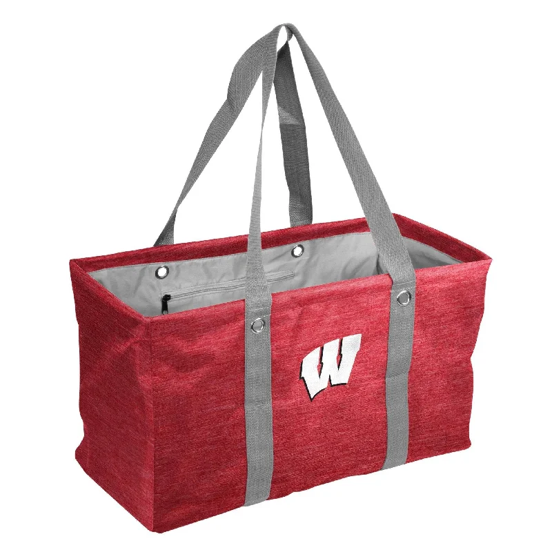 Custom Logo Hats for Businesses-Wisconsin Crosshatch Picnic Caddy