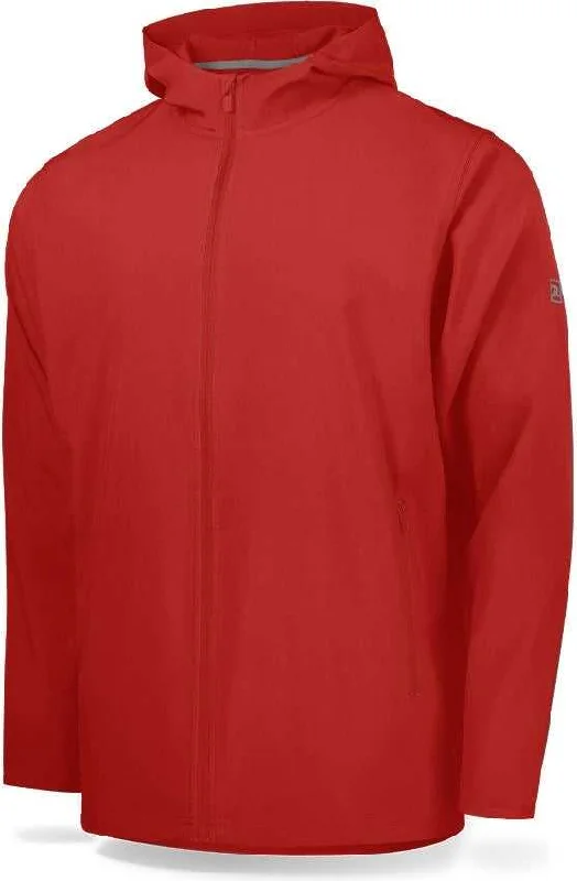 Lightweight Packable Jackets for Travelers-Richardson PTS4005T Adult PTS Baseball Barrage Wind Shirt Long Sleeve Full Zip With Scuba Hood (Batting Jacket) - Red