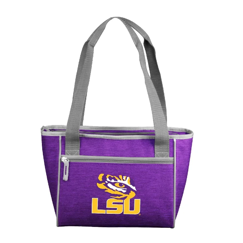 Comfortable Bucket Hats for Beach Days-LSU 16 Crosshatch Can Cooler Tote