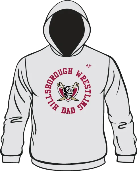 Lightweight Hoodies for Spring and Fall-HILLSBOROUGH WRESTLING CLUB Semi Sublimated Silver Hoodie 1 (DAD)