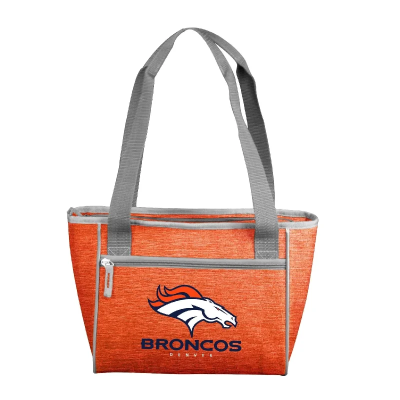 Classic Military Caps for Everyday Wear-Denver Broncos Crosshatch 16 Can Cooler Tote