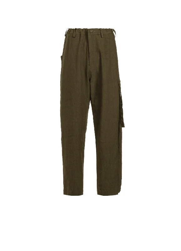 Trendy Cargo Pants for Adventure Lovers-TWILL GARMENT WASH LEFT SIDE LINED PANTS