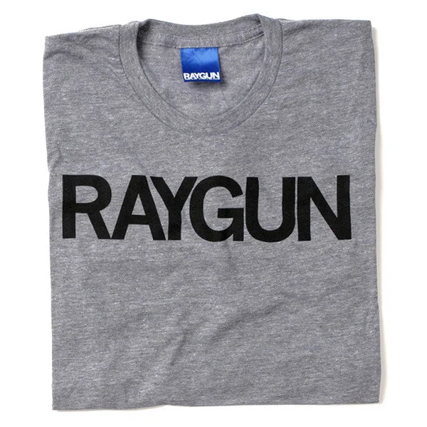 T-Shirt with Geometric Designs for Stylish Look-RAYGUN Block Text Logo