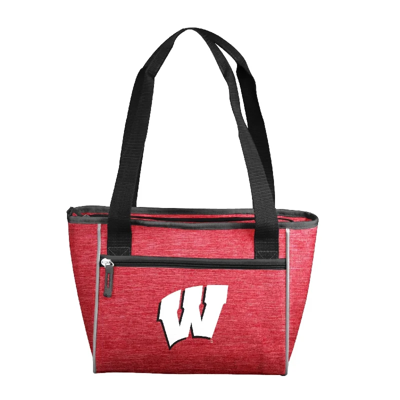 Custom Embroidered Baseball Hats for Teams-Wisconsin Crosshatch 16 Can Cooler Tote