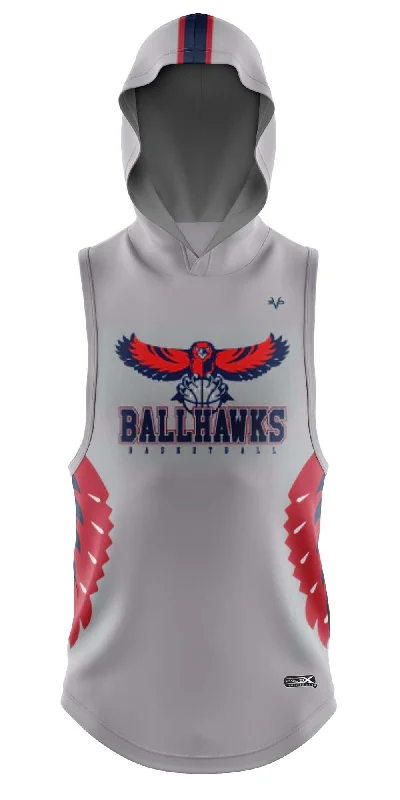 Hoodies for Youth Sports and Recreation-DAVINCI BALLHAWKS BASKETBALL Sublimated Sleeveless T-Shirt Hoodie