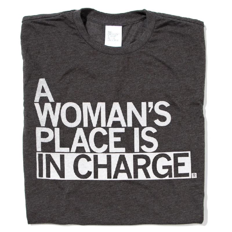 Casual T-Shirt with Relaxed Fit-Woman's Place In Charge