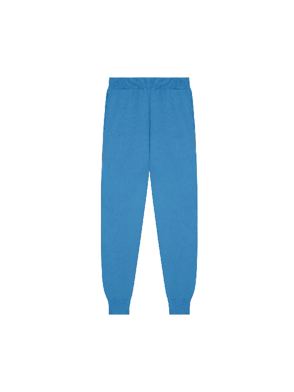 Soft Wool Pants for Cold Weather Wear-Mens DNA Knitted Track Pants—geyser blue