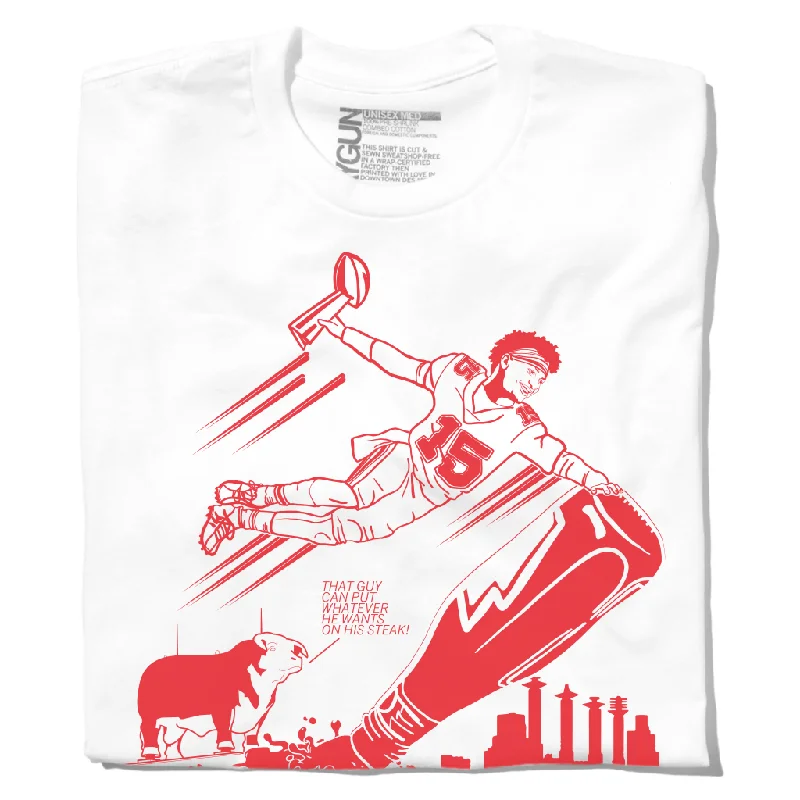 T-Shirt with Fun Illustrations for Creative Style-Kansas City Mahomes Mashup