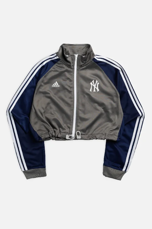 Quilted Jackets for Classic Design-Rework NY Yankees MLB Crop Track Jacket  - S