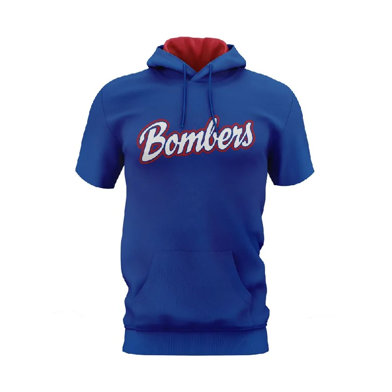 Comfortable Hoodies for Road Trips and Travel-Bombers Baseball Short Sleeves Hoodie Royal