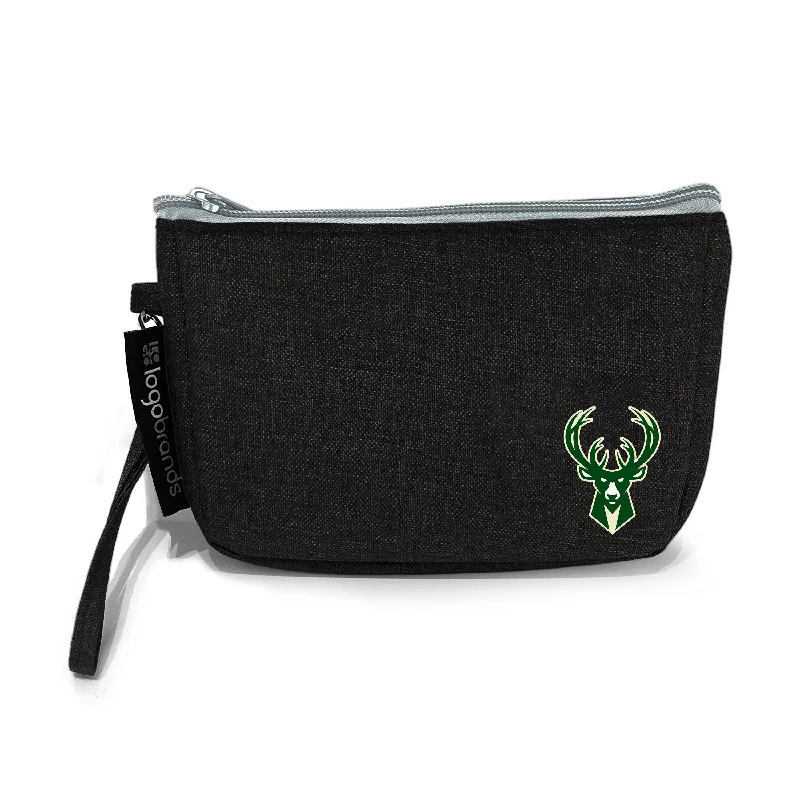 Waterproof Hats for Outdoor Adventures-Milwaukee Bucks Black Crosshatch Wristlet