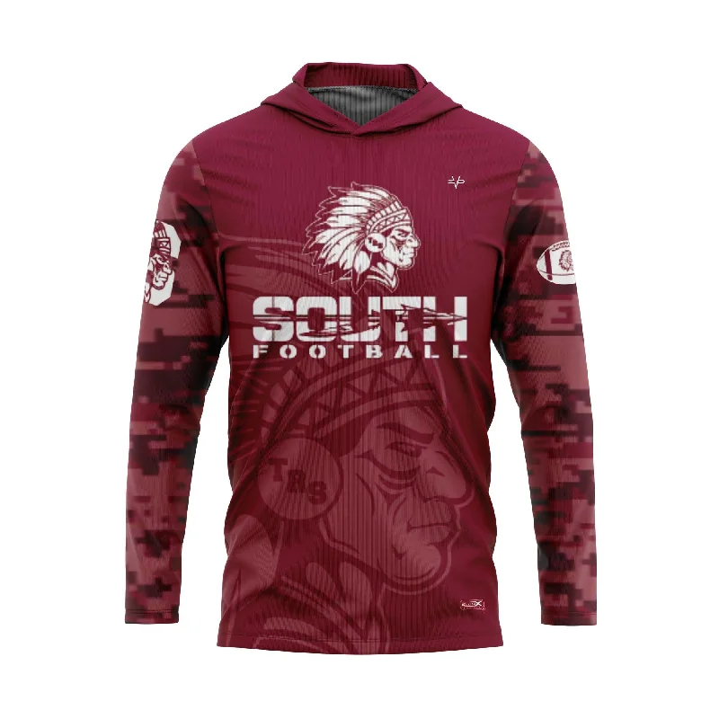 Lightweight Hoodies for Spring Activities-TOMS RIVER SOUTH FOOTBALL Long Sleeve Sublimated Lightweight Hoodie